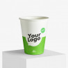 Bicchiere in carta biodegradabile da 240 ml con il tuo logo in verde e bianco
